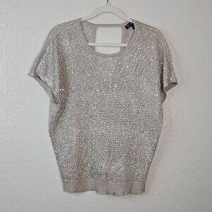 INC International Concepts Shimmering Silver Sequin Top